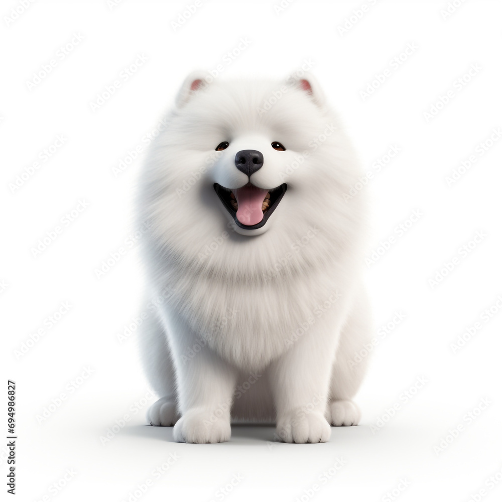 Obraz premium Dog chubby cute,cartoon,character design,illustration,3d,full body,on isolate white background created with Generative Ai