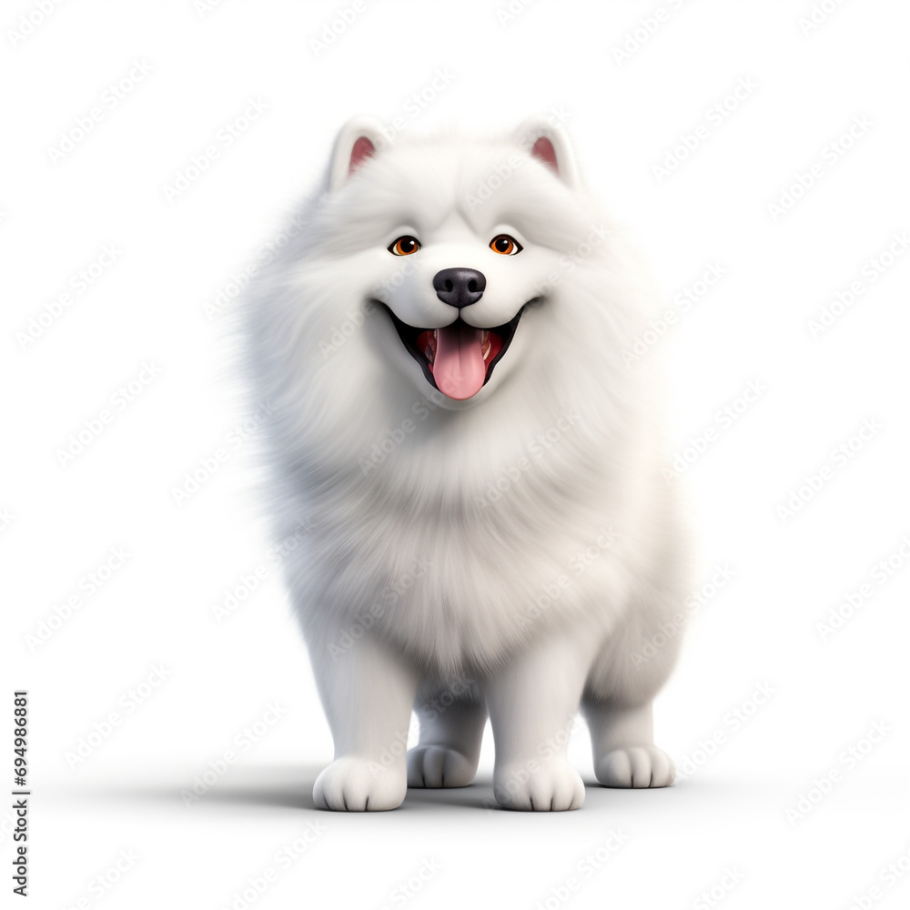 Dog chubby cute,cartoon,character design,illustration,3d,full body,on isolate white background created with Generative Ai