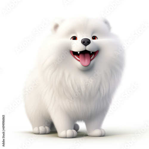 Dog chubby cute cartoon character design illustration 3d full body on isolate white background created with Generative Ai