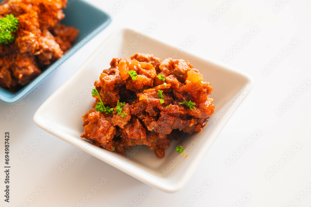 挽肉で作るチリソース 挽肉で作るチリソース
