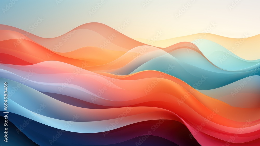 abstract illustration featuring vibrant waves of color flowing seamlessly across the canvas. The smooth gradient transitions from warm red to cool blue create a soothing pattern, contemporary design abstract illustration featuring vibrant waves of color flowing seamlessly across the canvas. The smooth gradient transitions from warm red to cool blue create a soothing pattern, contemporary design