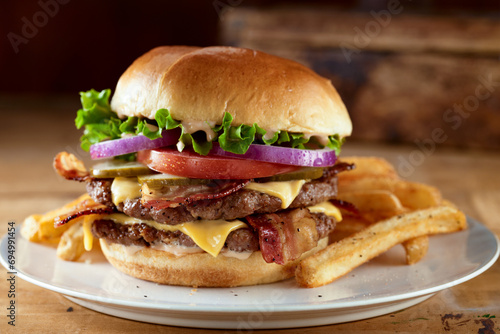 Bacon Smash Burger with Fries