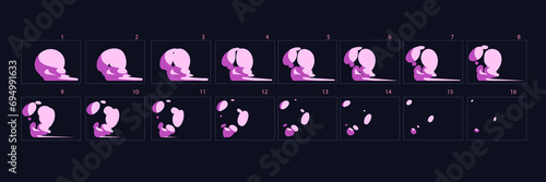 Dust burst animation sprite sheet. Set of Dust effect animation for games, cartoon or animation – Vector