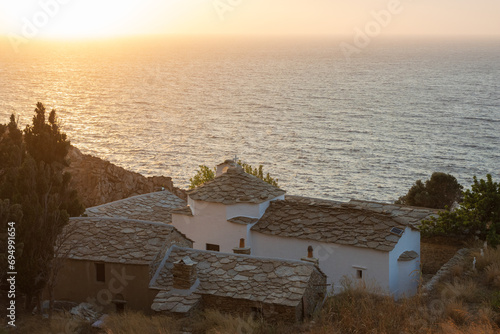 Scenic view of the Mavrianou monastery of the annunciation on the Greek Island of Ikaria. photo