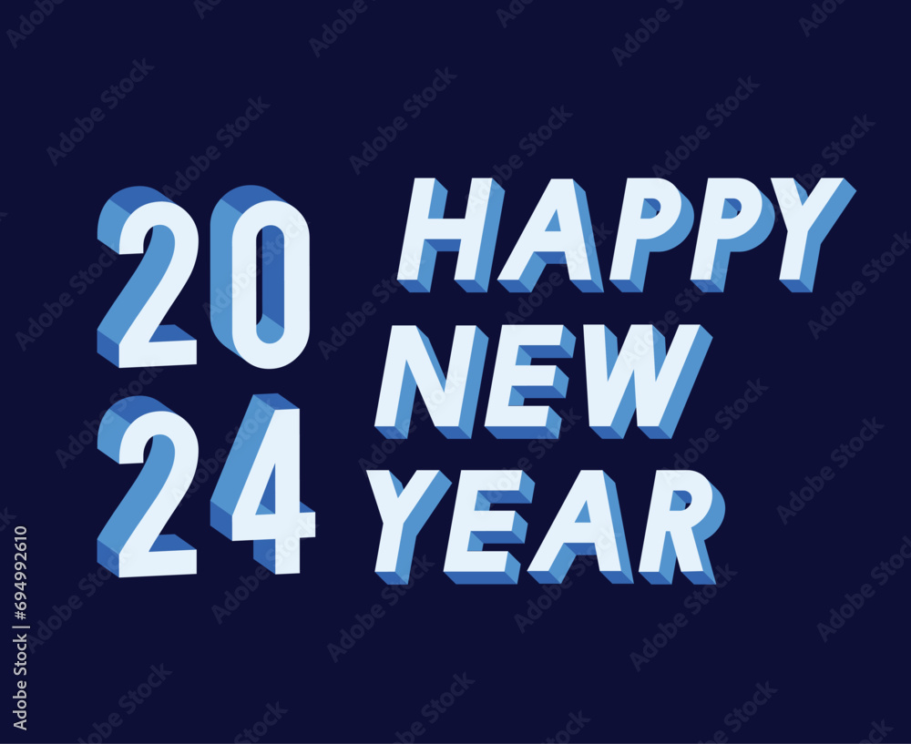 Happy New Year 2024 Abstract Blue Graphic Design Vector Logo Symbol Illustration Happy New Year 2024 Abstract Blue Graphic Design Vector Logo Symbol Illustration