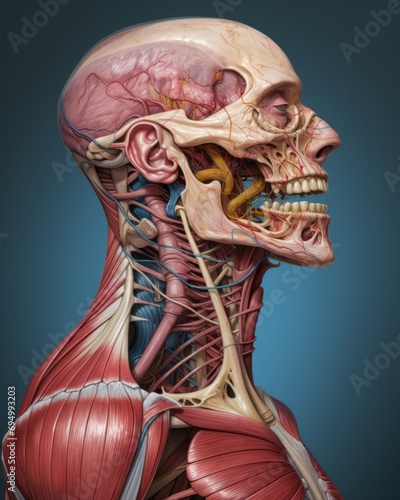 High level of human anatomy, head, neck, face photo