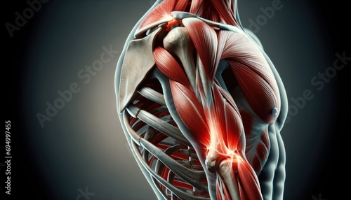 The biceps muscle with areas of inflammation highlighted. photo