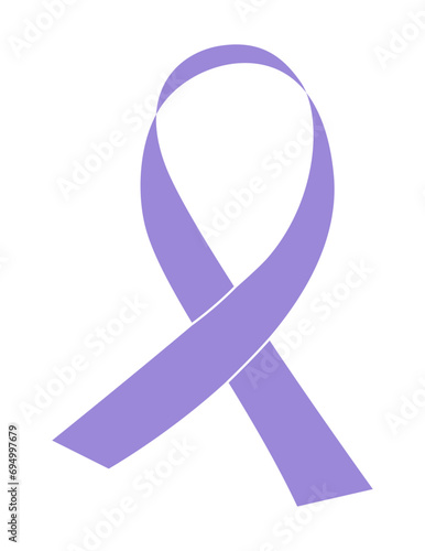 World Cancer awareness day symbol purple ribbon isolated on transparent background. Flat modern minimalist vector illustration