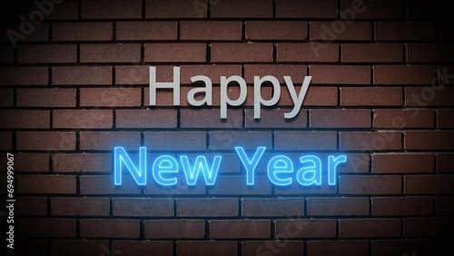 Glowing and animated new year celebration in neon style