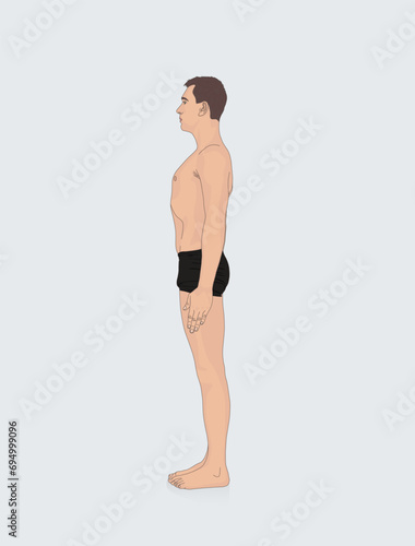 Man doing yoga exercises. Meditation, relaxation and fitness concept. Vector illustration design