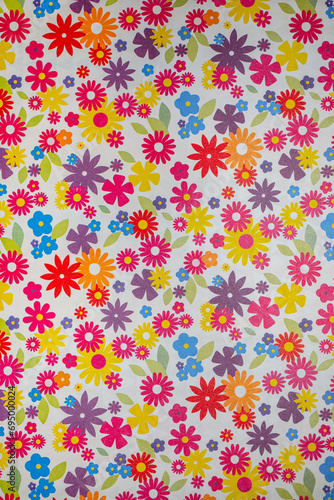 Seamless pattern with flowers. Pattern with colorful circles. Colorful watercolor abstract flowers pattern on white paper background.