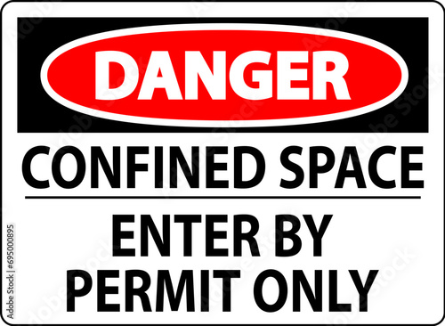 Danger Sign Confined Space - Enter By Permit Only