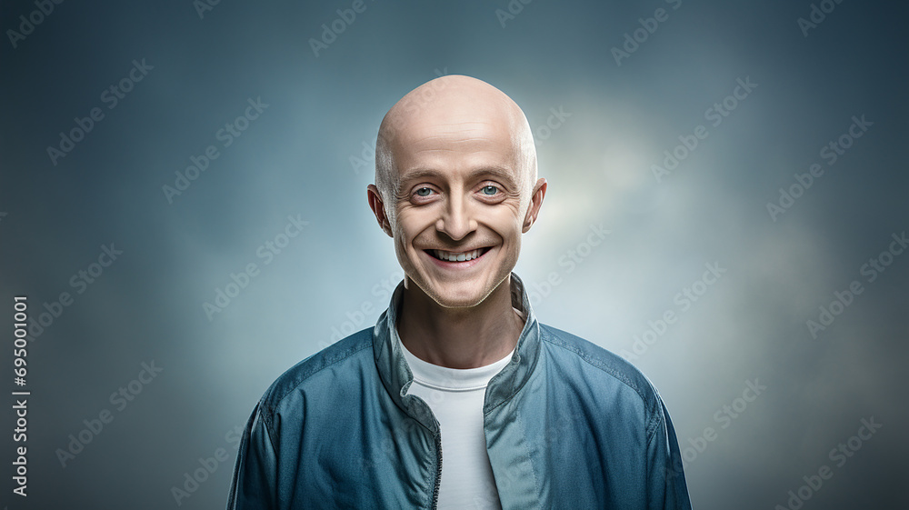 Obraz premium Portrait of a cancer patient with a smile on his face.
