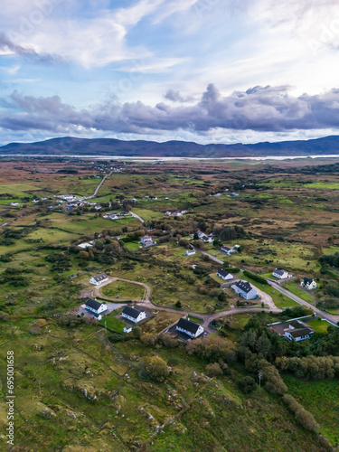 Aerial view of Kilclooney between Ardara and Portnoo in County Donegal, Ireland. photo