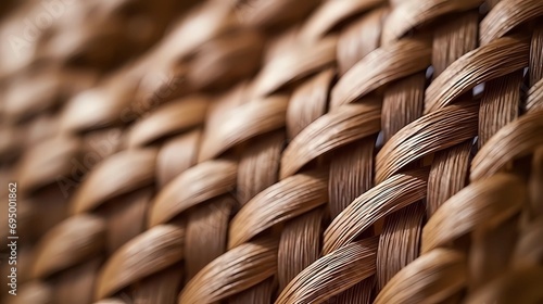 Close up of woven rattan texture and wicker basket background, Selective focus. photo