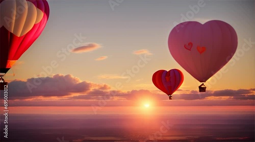Heart balloons love in air, valentine concept, Video for the background on the festival of love and Valentine's Day photo