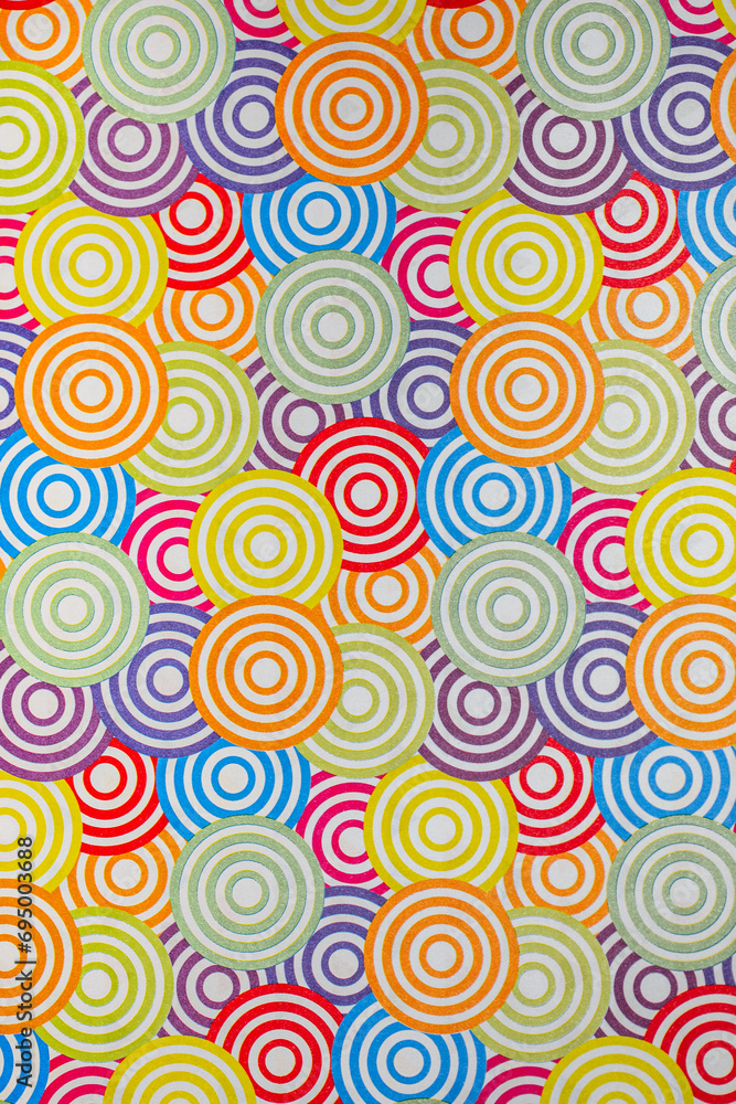 Seamless pattern with circles. Pattern with colorful circles. Colorful watercolor abstract mosaic pattern as background. Close up of decorated paper.