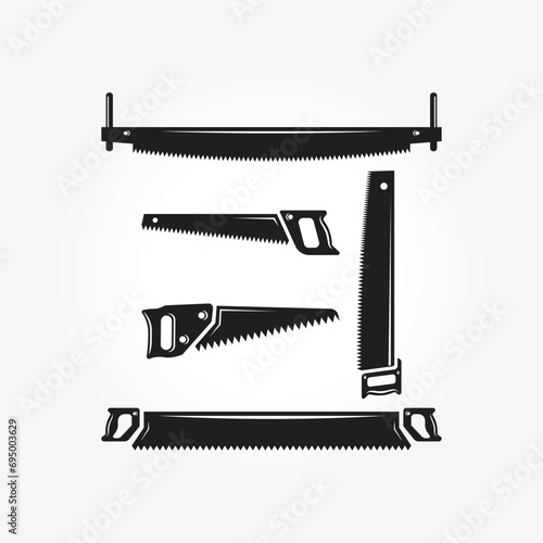 set bundle saw logo vector illustration design, carpentry icon symbol design