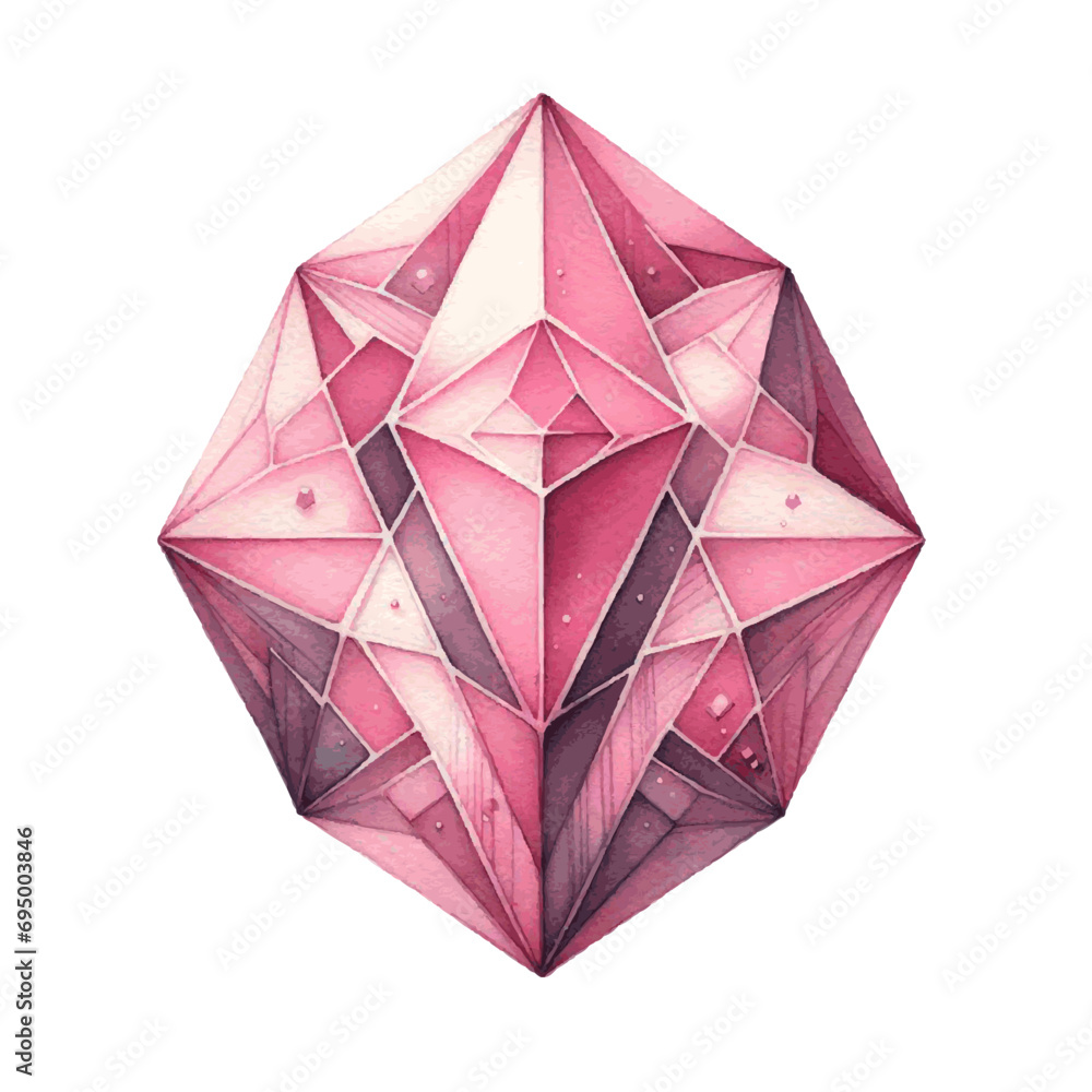 pink diamond crystal gem wealth symbol watercolor paint pink diamond crystal gem wealth symbol watercolor paint