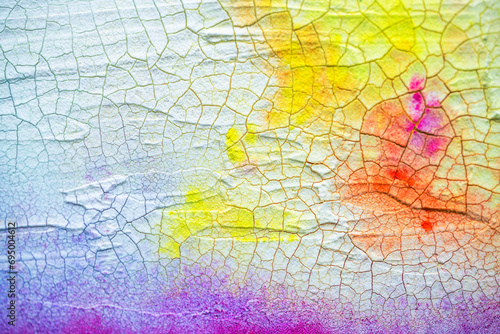 アブストラクト 抽象的な 背景 バックグランド パステル 絵具 カラフル クラック ひび割れ クラックメディウム 絵画 春 黄色 ピンク テクスチャ ペールブルー © Yuko