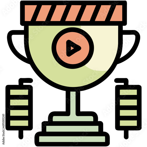 Film reel with a trophy cup vektor icon illustation