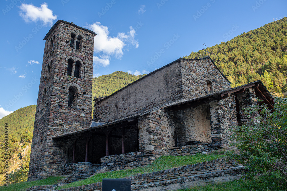 Sant Joan de Caselles in Canillo: Romanesque church, late 12th century tower bell celebrated for Andorran religious architectural charm
