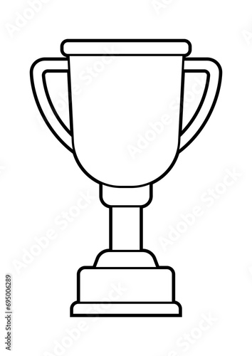 Black line cup icon. Illustration of award for sports or corporate competitions.