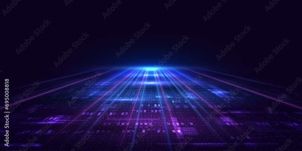 Futuristic digital technology abstract background. Modern virtual world simulation, Sophisticated, fast data linking technology. Digital pattern for banner or poster design. Vector eps10. - obrazy, fototapety, plakaty 