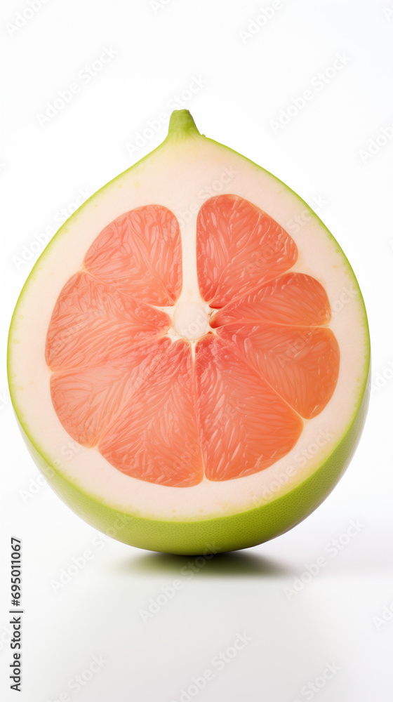 Pomelo tranché en deux sur fond blanc Pomelo tranché en deux sur fond blanc