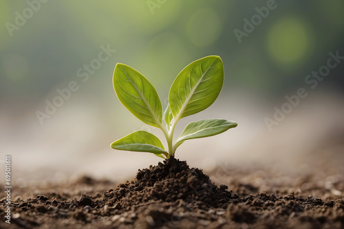 As a new sprout emerges from the soil, nature and sustainability are symbolized in the background