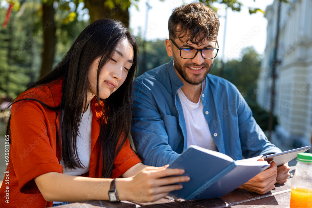 Friends studying together and feeling happy Friends studying together and feeling happy