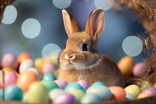 Easter rabbit with painted easter eggs © Haymo Joseph