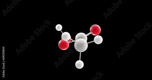 Peracetic acid molecule, rotating 3D model of peroxy acid, looped video on a black background photo