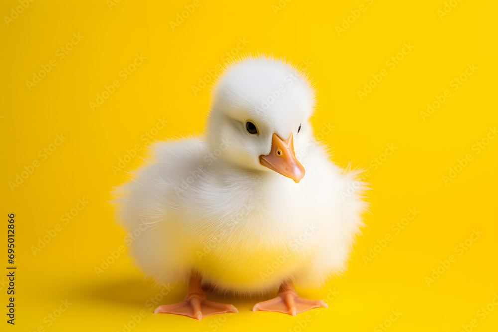 Cute Baby Duckling Portrait in Vibrant Minimalist Studio. Generative AI illustration Cute Baby Duckling Portrait in Vibrant Minimalist Studio. Generative AI illustration