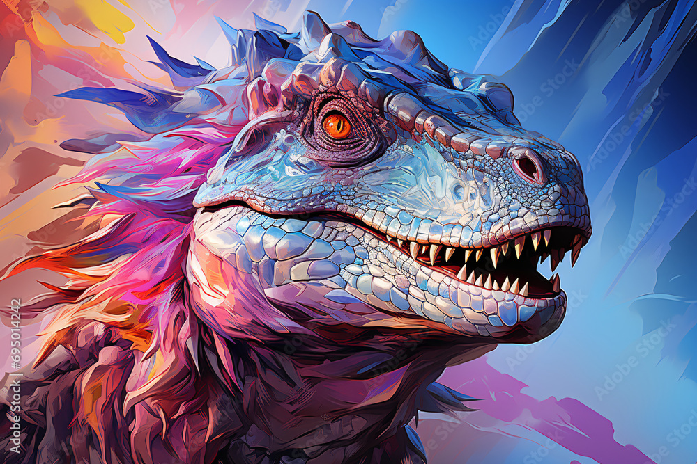 a dinosaur with an open mouth, a giant ancient lizard. an extinct reptile. colorful illustration. a dinosaur with an open mouth, a giant ancient lizard. an extinct reptile. colorful illustration.