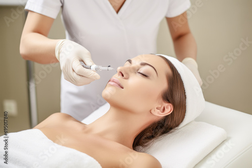 Symbolic Image of a Botox Treatment on a Woman's Face Wallpaper Background Backdrop Digital Art Cover Magazine 