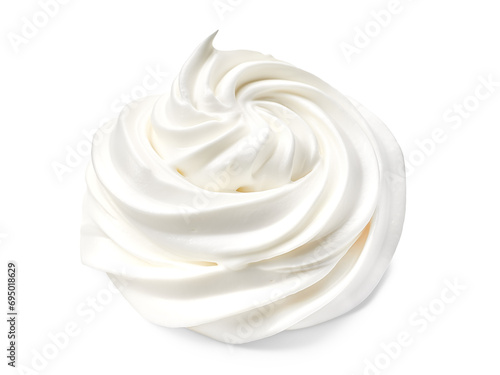 whipped cream swirl isolated on transparent background, top view, png 