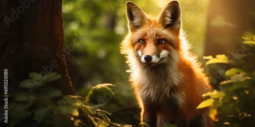 In the forest s hush  a fox s gaze captures the fading light.