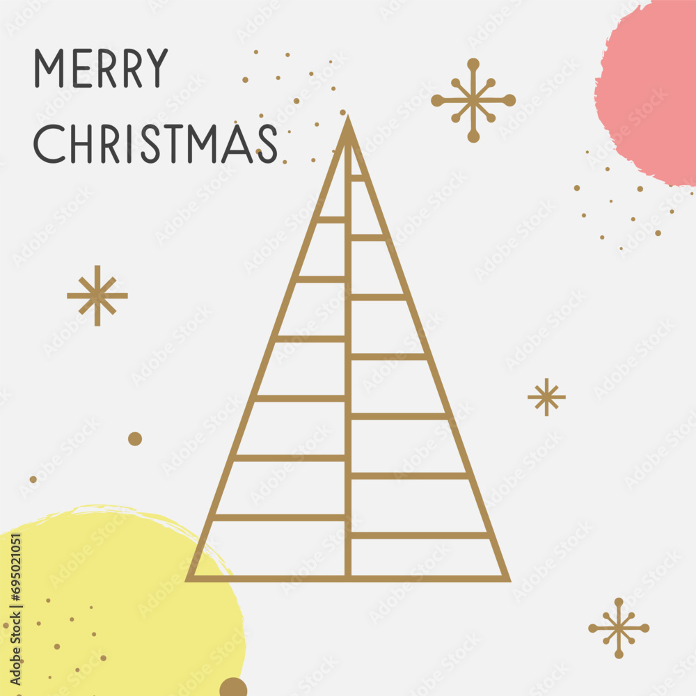 Fototapeta premium Christmas greeting card with golden tree. Vector illustration