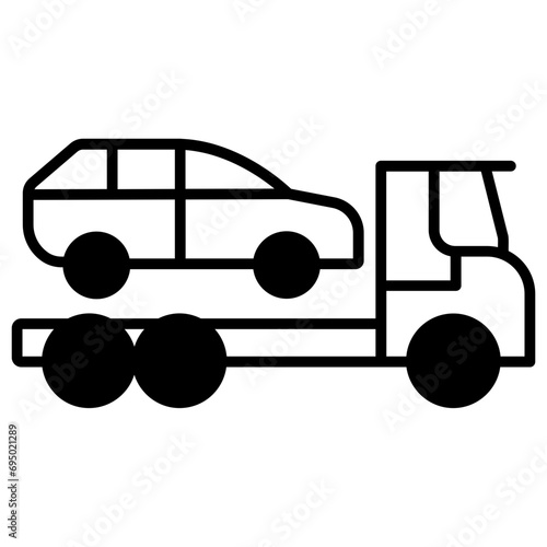 Car Truck towing solid glyph icon illustration