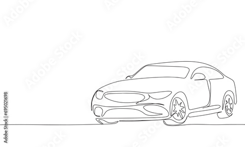 One line continuous line car. Line art automobile outline. Hand drawn vector art