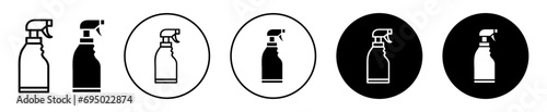 Cleaning spray icon. household kitchen floor or laundry cleaner detergent softener laundromat plastic trigger bottle with pump symbol. cleaning spray product with hand sprayer vector set sign. 