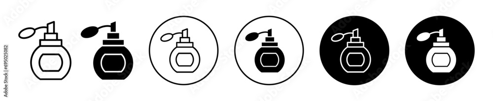 Obraz premium Perfume bottle icon. antique retro classic and vintage elegant perfume fragrance scent for odor free freshness aroma symbol. cosmetic woman scented perfume sprayer container spray bottle vector set. 