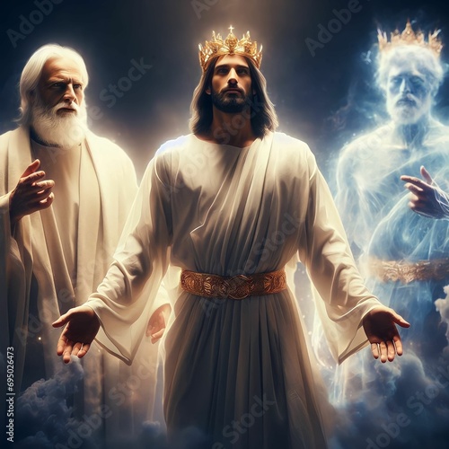 The Divine Trinity, God the Father, God the Son and God the Holy Spirit, Generative AI photo
