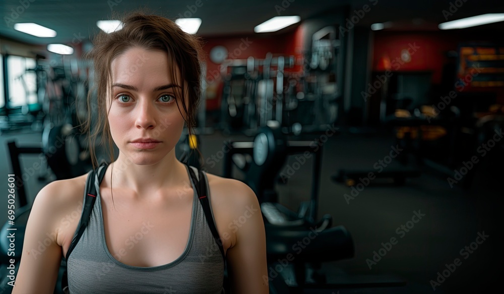 Determined Woman Resting in Gym