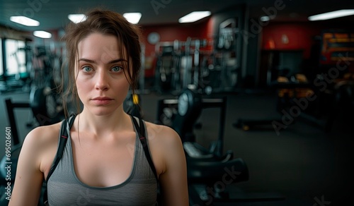Determined Woman Resting in Gym