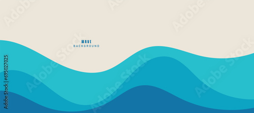Vector layered blue water wave banner template photo