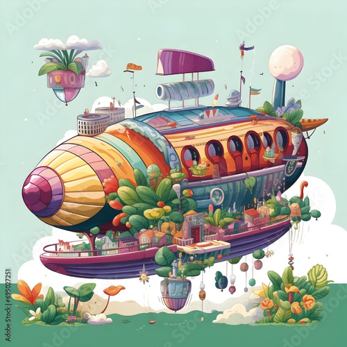 illustration of a airship
