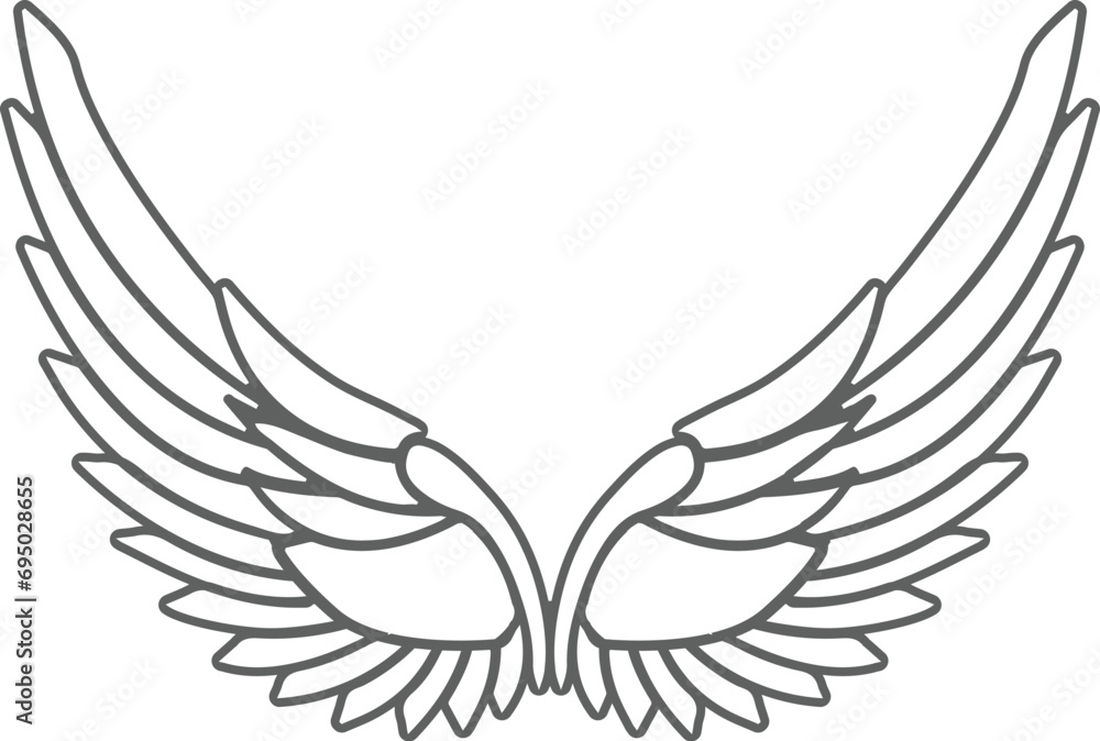 Fototapeta premium black wings icons. Wings badges. Collection wings badges. Vector Illustration of wings