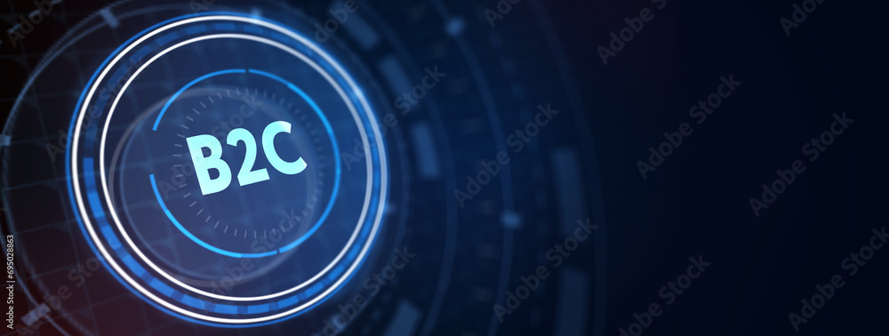 B2C Business to customer marketing strategy. 3d illustration B2C Business to customer marketing strategy. 3d illustration